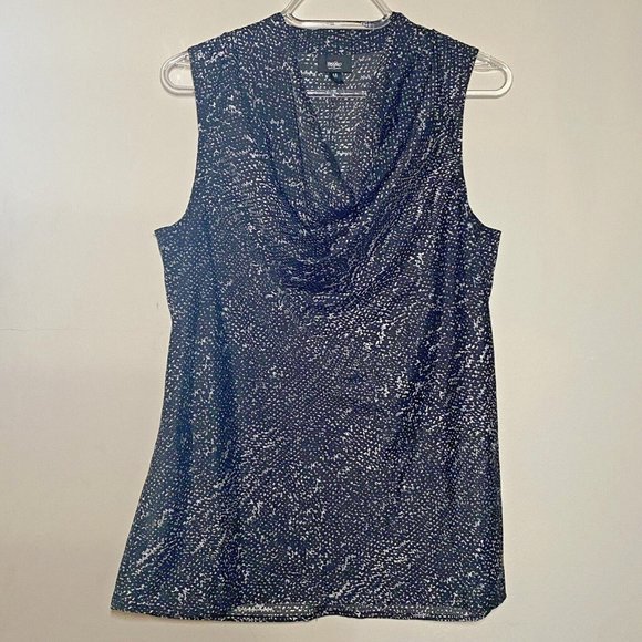 Mossimo Tops - Mossimo Sleeveless Blouse M Black White Abstract Print Cowl Drape Neckline
